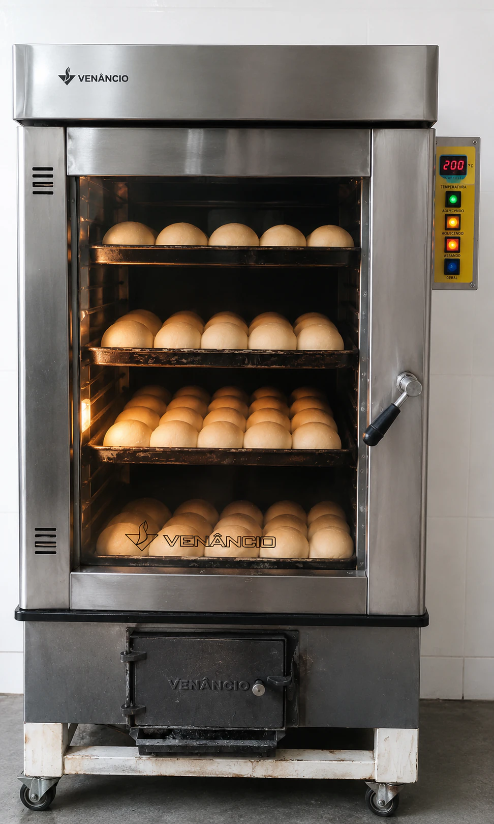 Forno da Deus Proverá com bandejas de pães assando
